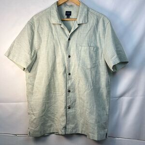 J. Crew Factory BZ120 Dobby Textured Short sleeve Camp Shirt large NWOT Green